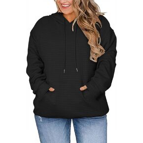 DOLNINE Plus Size Hoodies for Women Casual Long Sleeve Sweatshirts Drawstring Pullover Tops with Pocket in Kuwait