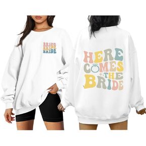 COLORFUL BLING Bride Sweatshirt For Women I Said Yes Engaged Gift Wedding Party Pullover Oversized Casual Crewneck Tops