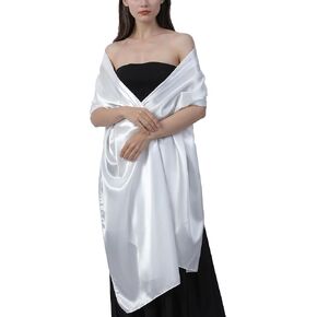 BRYCTSISEN Women’s Silky Satin Shawls and Wraps Lightweight Head Scarves Bridal Wedding Evening Pashmina Vintage Sheer Stole