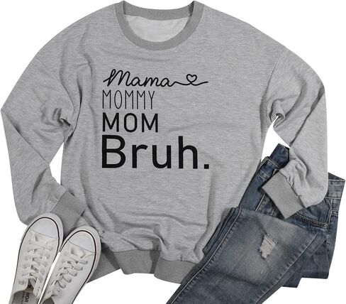 BLANCHES Mama Sweatshirt Women Mama Mommy Mom Bruh Funny Mom Life Sweatshirts Pullover Tops Casual Loose Long Sleeve Shirt in Kuwait