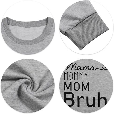 BLANCHES Mama Sweatshirt Women Mama Mommy Mom Bruh Funny Mom Life Sweatshirts Pullover Tops Casual Loose Long Sleeve Shirt in Kuwait
