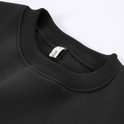 Amazhiyu Women' s Pullover Cropped Sweatshirt Crew Neck Long Sleeve Fleece Crop Tops in Kuwait