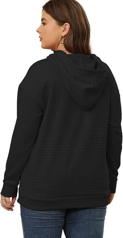 DOLNINE Plus Size Hoodies for Women Casual Long Sleeve Sweatshirts Drawstring Pullover Tops with Pocket in Kuwait