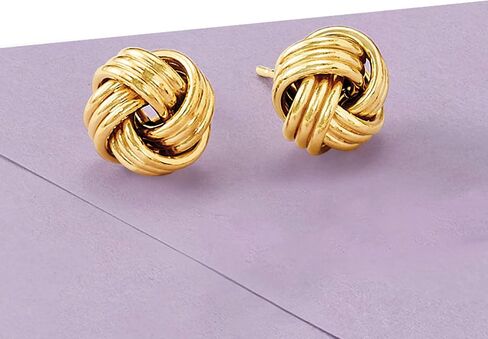 روس سيمونز 14kt الذهب الأصفر عقدة الاقراط الحب in Saudi Arabia