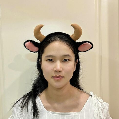 CHEU Cow Headband with bull horns and cattle ears for Christmas costume in Saudi Arabia