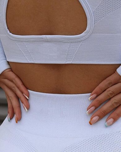 OYS Workout Sets for Women 2 Piece Outfits Seamless High Waist Yoga Leggings Long Sleeve Crop Tops Active Gym Clothes in Saudi Arabia