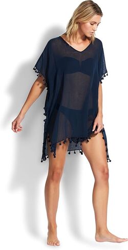 Seafolly Women's Kaftan Tassel Trim Cover Up Dress in Saudi Arabia
