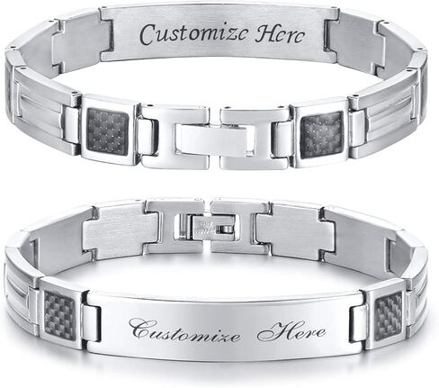 هدايا سوار الآباء hisatan للأب، أساور مخصصة من الفولاذ المقاوم للصدأ قابلة للتعديل للرجال، وصلة من ألياف الكربون الذكورية للرجال، سوار الأب هدية عيد ميلاد من ابنة الابن والزوجة in Kuwait