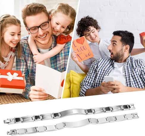 هدايا سوار الآباء hisatan للأب، أساور مخصصة من الفولاذ المقاوم للصدأ قابلة للتعديل للرجال، وصلة من ألياف الكربون الذكورية للرجال، سوار الأب هدية عيد ميلاد من ابنة الابن والزوجة in Kuwait