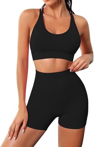 Litthing مجموعات تجريب للنساء 2 قطعة سلس اليوغا ملابس عارية الذراعين الرياضة حمّالة الصّدر عالية الخصر السراويل الرياضية in Kuwait