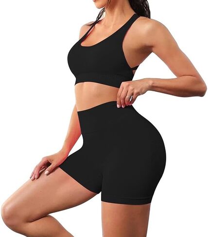 Litthing مجموعات تجريب للنساء 2 قطعة سلس اليوغا ملابس عارية الذراعين الرياضة حمّالة الصّدر عالية الخصر السراويل الرياضية in Kuwait