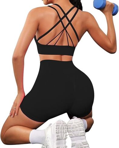 Litthing مجموعات تجريب للنساء 2 قطعة سلس اليوغا ملابس عارية الذراعين الرياضة حمّالة الصّدر عالية الخصر السراويل الرياضية in Kuwait