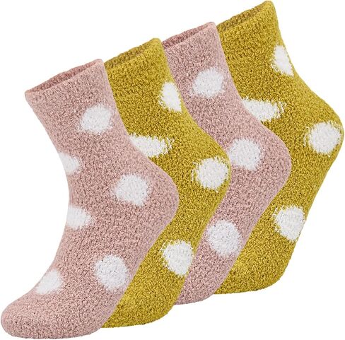 جوارب نسائية مريحة وناعمة، جوارب شبشب شيربا قطيفة من شانيل، جوارب دائرية منفوشة، جورب نوم منزلي كاجوال، 4 أزواج in Kuwait