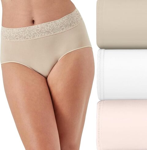 Bali Women's Brief Underwear 3-pack, Modern Seamless Brief Panties With Lace Trim in Saudi Arabia