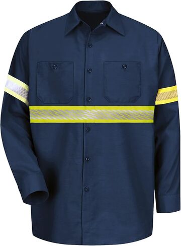 L&M Men's Enhanced Visibility Industrial Work Shirt Reflective Short Long Sleeve HIGH Visibility in Saudi Arabia