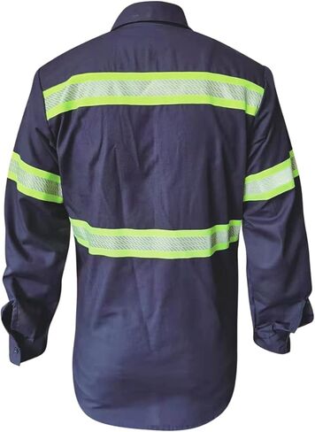 L&M Men's Enhanced Visibility Industrial Work Shirt Reflective Short Long Sleeve HIGH Visibility in Saudi Arabia
