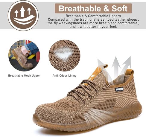 Furuian Steel Toe Shoes for Men Comfortable Safety Shoes Non Slip Steel Toe Sneakers Warehouse Industry Contstruction Mens Work Shoes in Saudi Arabia
