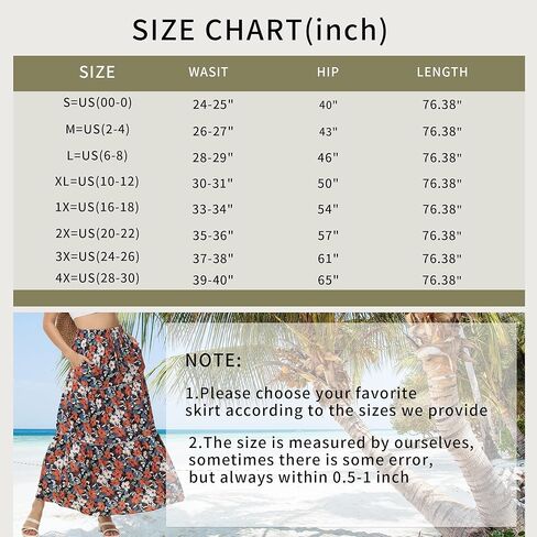 تنورة ماكسي نسائية من MCEDAR بتصميم A Line بطباعة ورود وخصر مطاطي تنانير طويلة برباط مع جيوب in Kuwait