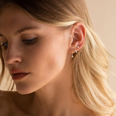 Freekiss 3 Pairs Gold Hoop Earrings Set: Dainty Stud Earrings Trendy Small 14K Gold Plated Hypoallergenic Dangle Cartilage Huggie Hoop Earrings for Women Gold Jewelry for Women Girls Gifts in Kuwait