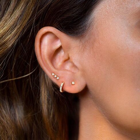 Freekiss 3 Pairs Gold Hoop Earrings Set: Dainty Stud Earrings Trendy Small 14K Gold Plated Hypoallergenic Dangle Cartilage Huggie Hoop Earrings for Women Gold Jewelry for Women Girls Gifts in Kuwait