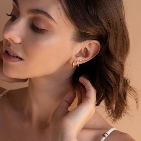 Freekiss 3 Pairs Gold Hoop Earrings Set: Dainty Stud Earrings Trendy Small 14K Gold Plated Hypoallergenic Dangle Cartilage Huggie Hoop Earrings for Women Gold Jewelry for Women Girls Gifts in Kuwait