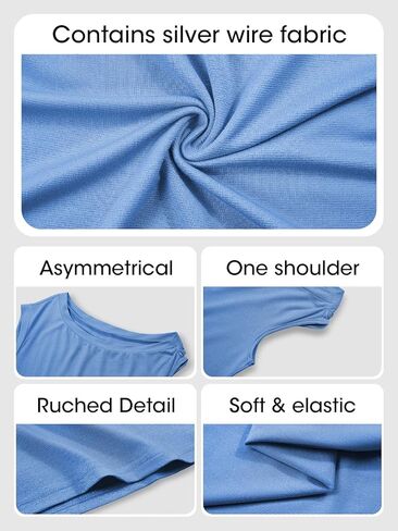 بلوزات نسائية صيفية كاجوال أنيقة بكتف واحد من Cicy Bell، قمصان مكشكشة غير متماثلة in Kuwait