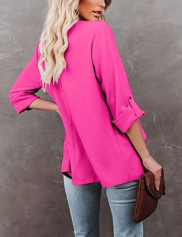 Womens Casual Blazer Jackets Roll Up Long Sleeve Open Front Work Office Business Blazers with Pockets in Saudi Arabia