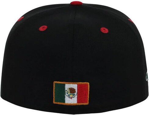 Rings & Crwns Mexico Country Pride Logo Fitted Flat Bill Cap blk Cursive M in Kuwait