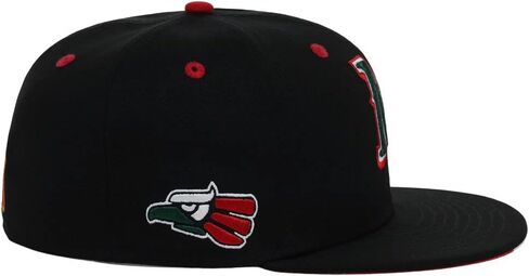 Rings & Crwns Mexico Country Pride Logo Fitted Flat Bill Cap blk Cursive M in Kuwait