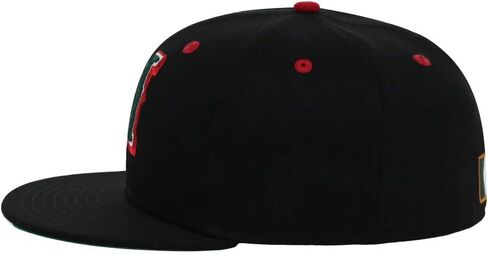 Rings & Crwns Mexico Country Pride Logo Fitted Flat Bill Cap blk Cursive M in Kuwait