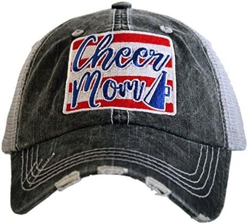 قبعة KATYDID Cheer Mom Patch النسائية لسائقي الشاحنات رمادي/أحمر/أبيض/أزرق in Kuwait