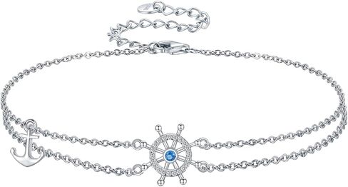 Anchor Bracelets Adjustable for Women, 925 Sterling Silver Steering Wheel Bracelet Blue Nautical Sailor Bracelet Friendship inspiring Jewelry Confirmation Gifts for Mom Women Wife Girlfriend in Saudi Arabia