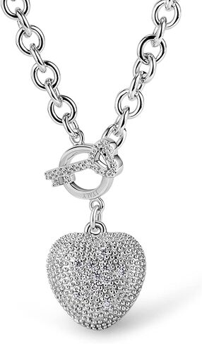 Dankadi New Women's 925 Sterling Silver Necklace Noble Heart Pendant Necklace Solid Silver Rolo Chain 17-19'' Birthday Party Jewelry Necklace Accessories in Saudi Arabia