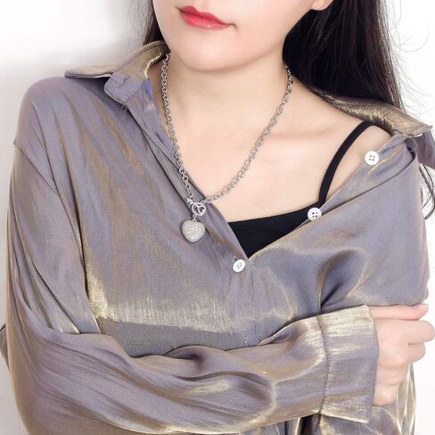 Dankadi New Women's 925 Sterling Silver Necklace Noble Heart Pendant Necklace Solid Silver Rolo Chain 17-19'' Birthday Party Jewelry Necklace Accessories in Saudi Arabia