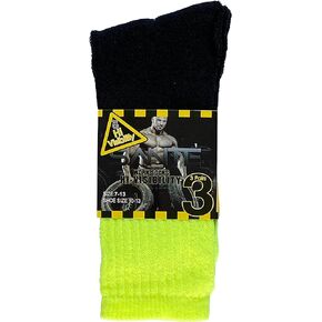 Men's Neon Yellow & Black Crew Socks for Work or Play, 3 Pairs in Saudi Arabia