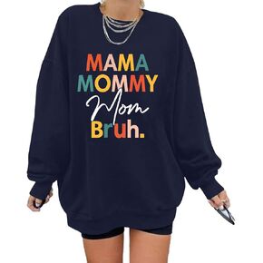 FASHGL ما ماما أمي بروه البلوز المرأة Crewneck المتضخم بلوزات عادية الأم هدية البلوز قميص طويل الأكمام in Kuwait