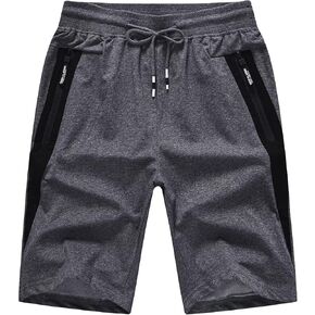 QPNGRP Mens Stretch Shorts Workout Drawstring Zipper Pockets Elastic Waist Darkgray in Kuwait