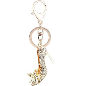 JIAHATE Fashion Rhinestone High-Heeled Shoe Keychain Ring Crystal Shoes Key Chain Women Charm Handbag Key Pendant Bag Jewelry in Kuwait