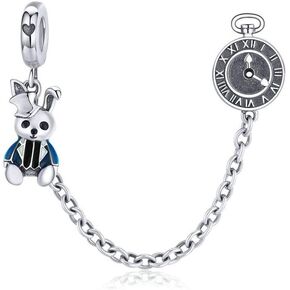 LAMOONY Safety Chain Charm 925 Sterling Silver Stopper Charm Clip Charm Lock Charm for Pandora Charm Bracelet in Saudi Arabia