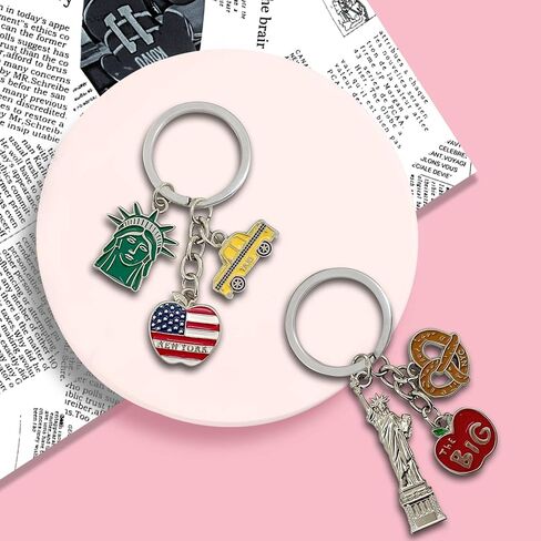 NYC Metal Keychain, New York Souvenir Color Key Ring, 2 Pack, The Statue Of Liberty, USA Flag, The Big Apple in Saudi Arabia