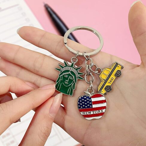 NYC Metal Keychain, New York Souvenir Color Key Ring, 2 Pack, The Statue Of Liberty, USA Flag, The Big Apple in Saudi Arabia