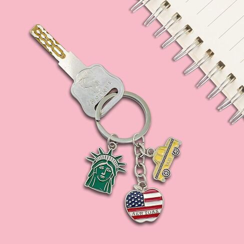 NYC Metal Keychain, New York Souvenir Color Key Ring, 2 Pack, The Statue Of Liberty, USA Flag, The Big Apple in Saudi Arabia