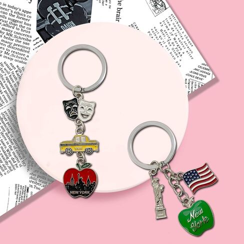 NYC Metal Keychain, New York Souvenir Color Key Ring, 2 Pack, The Statue Of Liberty, USA Flag, The Big Apple in Saudi Arabia