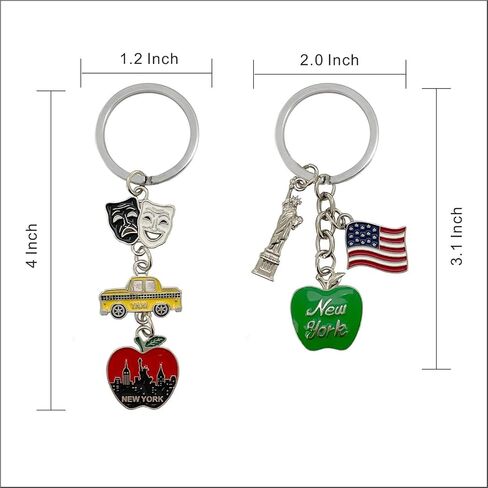 NYC Metal Keychain, New York Souvenir Color Key Ring, 2 Pack, The Statue Of Liberty, USA Flag, The Big Apple in Saudi Arabia