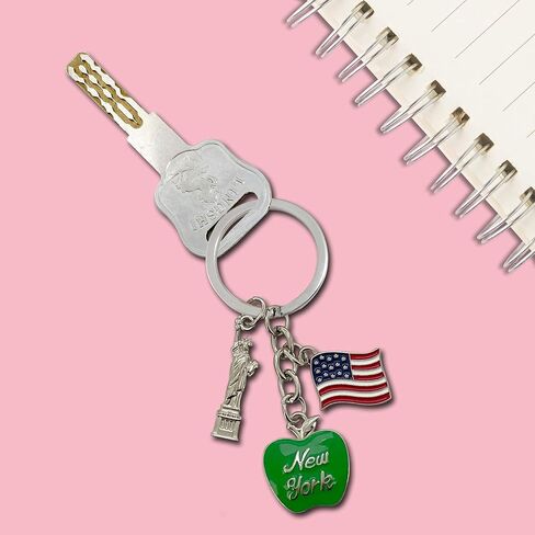 NYC Metal Keychain, New York Souvenir Color Key Ring, 2 Pack, The Statue Of Liberty, USA Flag, The Big Apple in Saudi Arabia