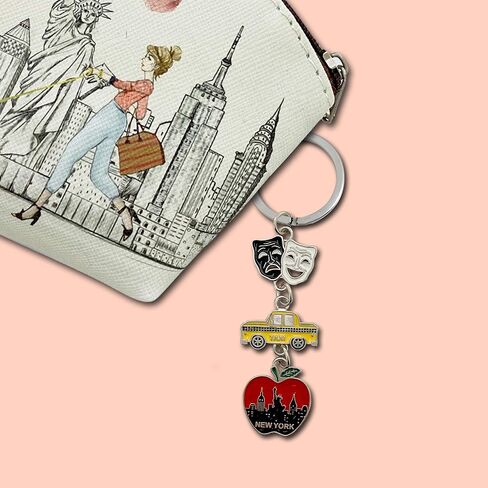 NYC Metal Keychain, New York Souvenir Color Key Ring, 2 Pack, The Statue Of Liberty, USA Flag, The Big Apple in Saudi Arabia