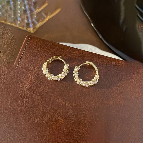 أقراط اللؤلؤ للنساء أقراط اللؤلؤ تويست هوب أقراط اللؤلؤ الصغيرة هوجي هوب أقراط اللؤلؤ بيان أقراط الزفاف للفتيات في سن المراهقة in Kuwait