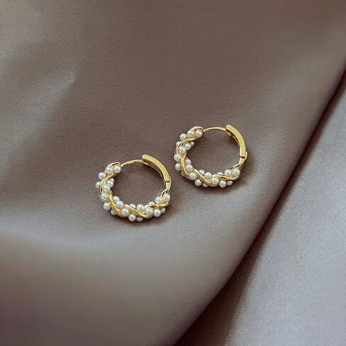 أقراط اللؤلؤ للنساء أقراط اللؤلؤ تويست هوب أقراط اللؤلؤ الصغيرة هوجي هوب أقراط اللؤلؤ بيان أقراط الزفاف للفتيات في سن المراهقة in Kuwait