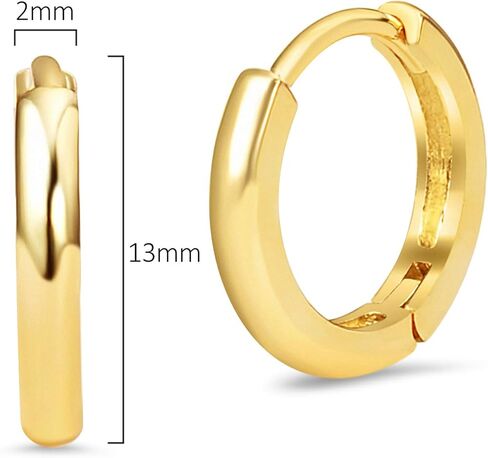 14k Gold Plated Brass Small Plain Hoop Huggie Baby Girls Earrings in Kuwait