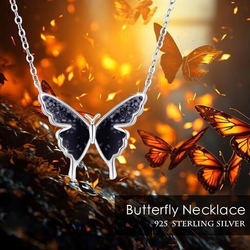 CUOKA MIRACLE Opal Butterfly Necklace for Women 925 Sterling Silver Dainty Cute Butterfly Charm Jewelry Delicate Pendant Butterfly Necklace Birthday Christmas Gift for Wife Girlfriend Mom Teen in Kuwait